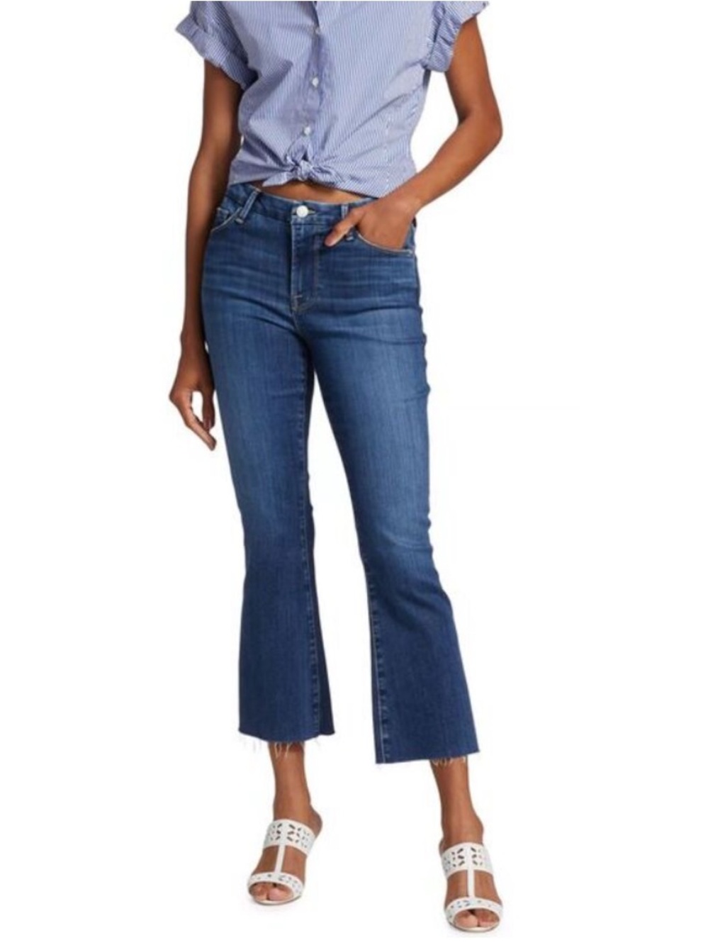 Frame Women’s Le Crop Mid Rise Cropped Bootcut Jeans Size 30 Lupine Wash